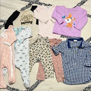 3-6M lot long sleeve dress onesie outfit